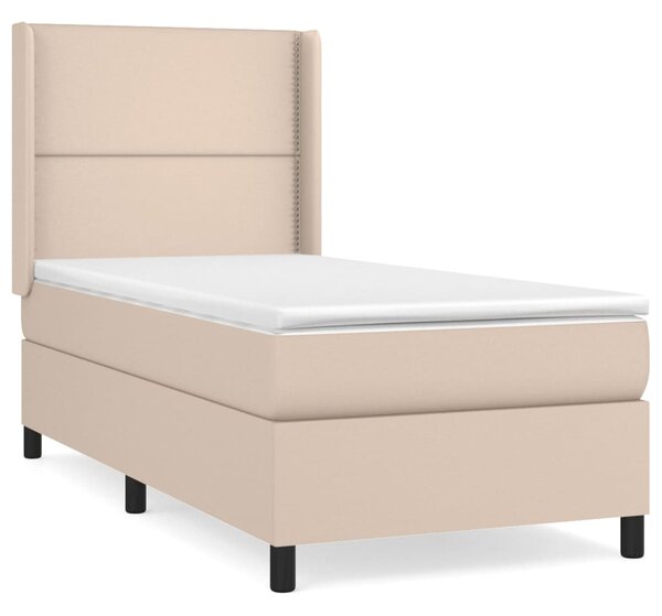 VidaXL Κρεβάτι Boxspring με Στρώμα Καπουτσίνο 80x200 εκ. Συνθ. Δέρμα