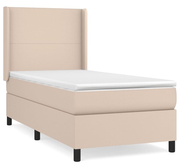 VidaXL Κρεβάτι Boxspring με Στρώμα Καπουτσίνο 80x200 εκ. Συνθ. Δέρμα