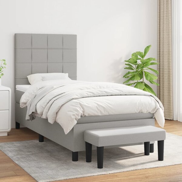 VidaXL Κρεβάτι Boxspring με Στρώμα Ανοιχτό Γκρι 80x200 εκ. Υφασμάτινο