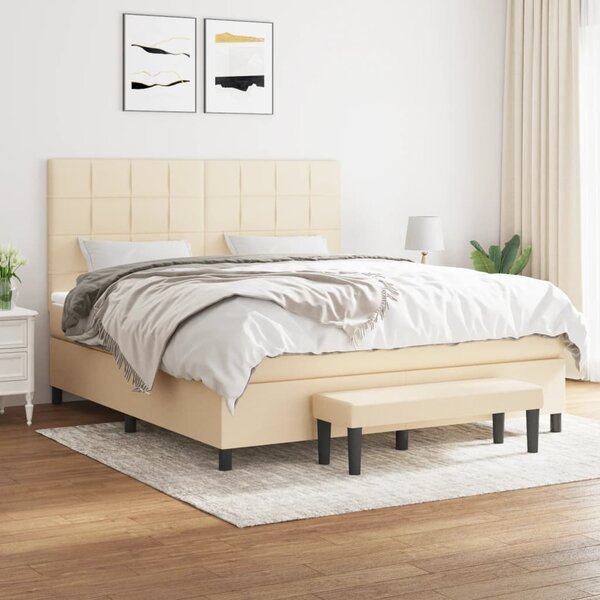 VidaXL Κρεβάτι Boxspring με Στρώμα Κρεμ 160x200 εκ. Υφασμάτινο