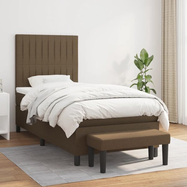 VidaXL Κρεβάτι Boxspring με Στρώμα Σκούρο Καφέ 80x200 εκ. Υφασμάτινο