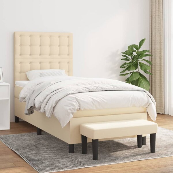 VidaXL Κρεβάτι Boxspring με Στρώμα Κρεμ 80 x 200 εκ. Υφασμάτινο