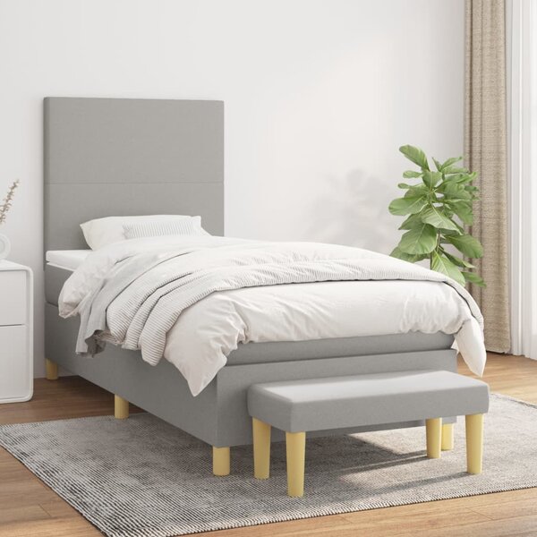 VidaXL Κρεβάτι Boxspring με Στρώμα Ανοιχτό Γκρι 80x200 εκ. Υφασμάτινο