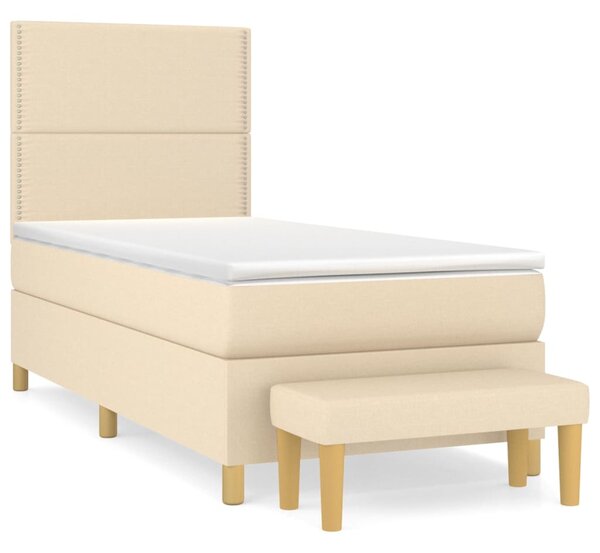 VidaXL Κρεβάτι Boxspring με Στρώμα Κρεμ 80 x 200 εκ. Υφασμάτινο