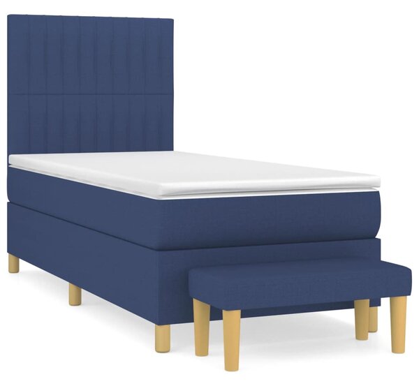 VidaXL Κρεβάτι Boxspring με Στρώμα Μπλε 80x200 εκ. Υφασμάτινο