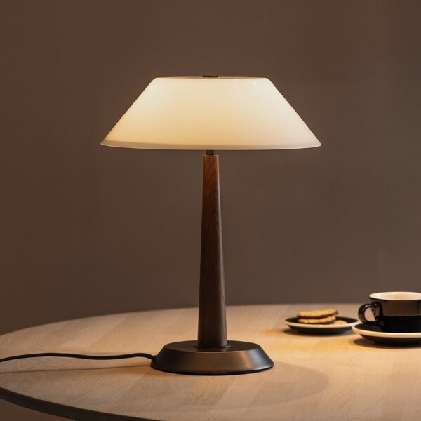 Globen Lighting Επιτραπέζιο φωτιστικό Ligna, ύψος 39 εκ., λευκό/μπρούντζο/δρυς, Ξύλου, Σαλόνι / τραπεζαρία, Μέταλλο, σχεδιασμός