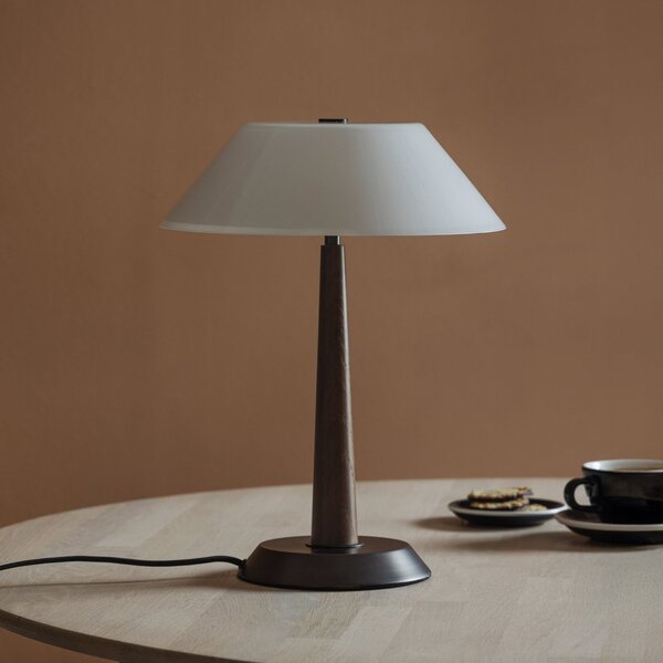 Globen Lighting Επιτραπέζιο φωτιστικό Ligna, ύψος 39 εκ., λευκό/μπρούντζο/δρυς, Ξύλου, Σαλόνι / τραπεζαρία, Μέταλλο, σχεδιασμός