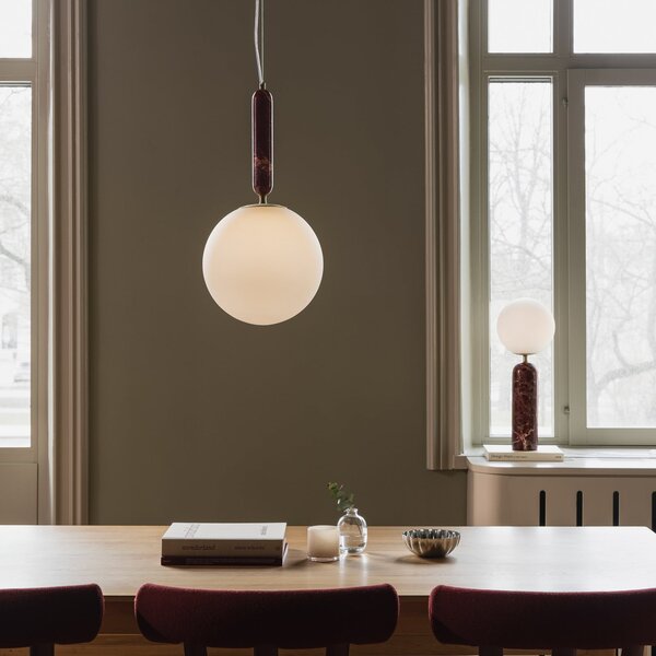 Globen Lighting Κρεμαστό φωτιστικό Torrano, κόκκινο, Ø 30 cm, μάρμαρο, ρυθμιζόμενος, Κόκκινο, Σαλόνι / τραπεζαρία, Μάρμαρο, Σκανδιναβικό