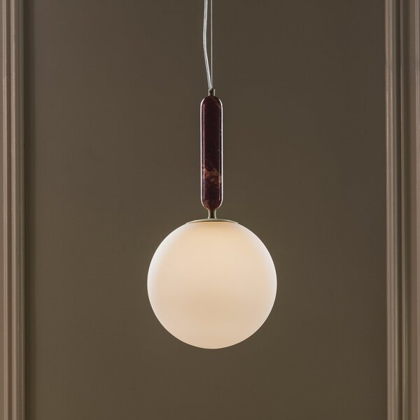 Globen Lighting Κρεμαστό φωτιστικό Torrano, κόκκινο, Ø 30 cm, μάρμαρο, ρυθμιζόμενος, Κόκκινο, Σαλόνι / τραπεζαρία, Μάρμαρο, Σκανδιναβικό