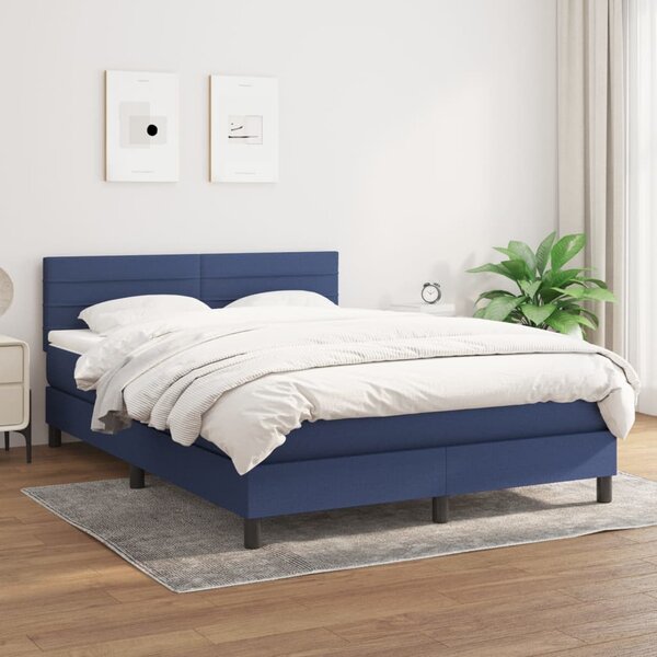 VidaXL Κρεβάτι Boxspring με Στρώμα Μπλε 140x190 εκ. Υφασμάτινο