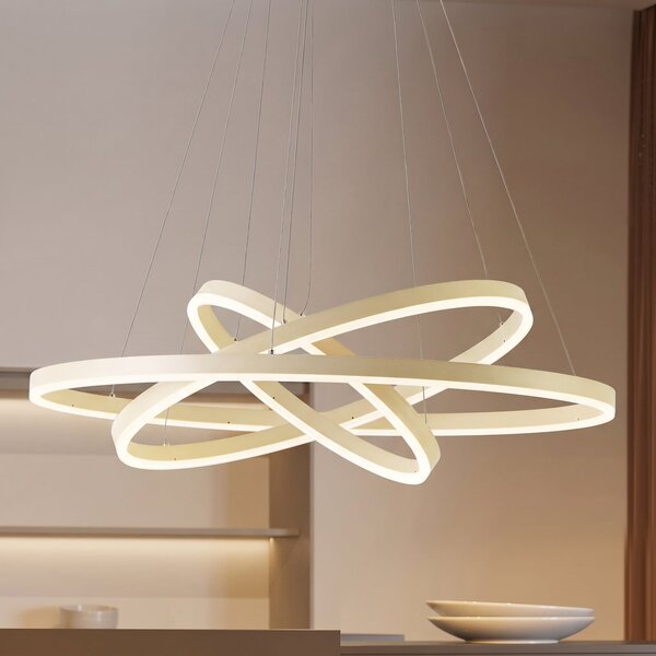 Arcchio Φωτιστικό οροφής LED Albiona, μπεζ, 3 δακτύλιοι, Ø 80 cm, ρυθμιζόμενος, Μπεζ, Σαλόνι / τραπεζαρία, Μέταλλο, σύγχρονο