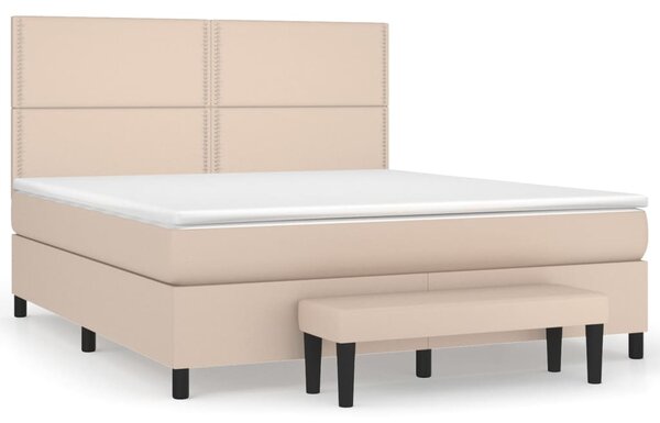 VidaXL Κρεβάτι Boxspring με Στρώμα Καπουτσίνο 160x200εκ.από Συνθ.Δέρμα