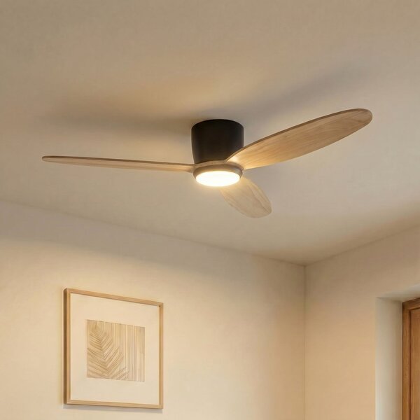 Lucande Ανεμιστήρας οροφής LED Lignia, Ø 132 cm, CCT, με δυνατότητα ρύθμισης, ρυθμιζόμενος, Ξύλου, Σαλόνι / τραπεζαρία, Ξύλο, Σκανδιναβικό