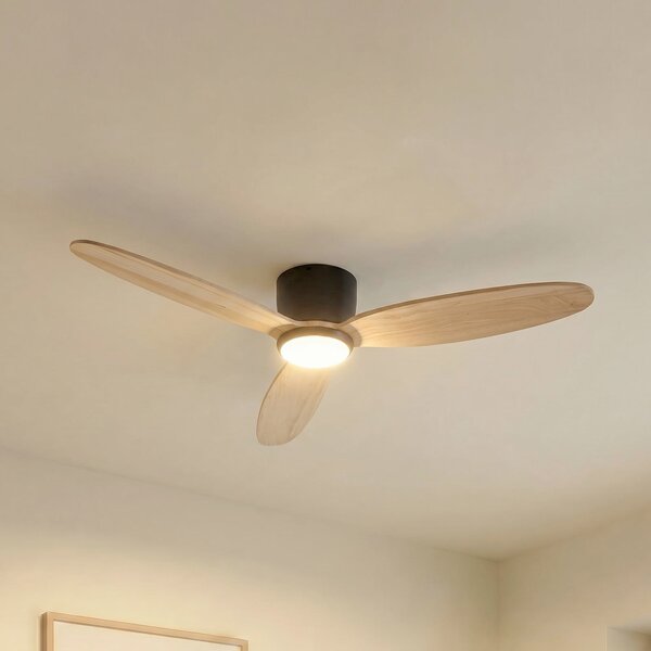 Lucande Ανεμιστήρας οροφής LED Lignia, Ø 132 cm, CCT, με δυνατότητα ρύθμισης, ρυθμιζόμενος, Ξύλου, Σαλόνι / τραπεζαρία, Ξύλο, Σκανδιναβικό