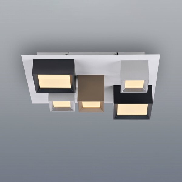 PURE Φωτιστικό οροφής LED Manhatten, πολύχρωμο, 5 λάμπες, CCT, ρυθμιζόμενος, Πολύχρωμο, Διάδρομος, Αλουμίνιο, σύγχρονο
