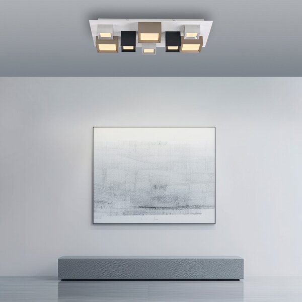 PURE Φωτιστικό οροφής LED Manhatten, πολύχρωμο, 8 λάμπες, CCT, ρυθμιζόμενος, Πολύχρωμο, Διάδρομος, Αλουμίνιο, σύγχρονο