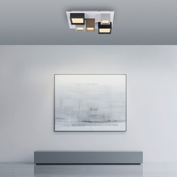 PURE Φωτιστικό οροφής LED Manhatten, πολύχρωμο, 5 λάμπες, CCT, ρυθμιζόμενος, Πολύχρωμο, Διάδρομος, Αλουμίνιο, σύγχρονο