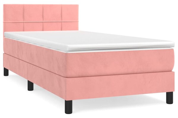 VidaXL Κρεβάτι Boxspring με Στρώμα Ροζ 100x200 εκ. Βελούδινο