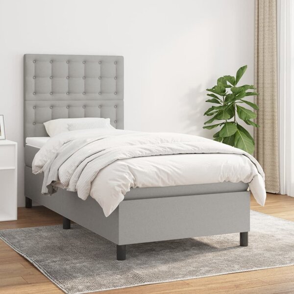 VidaXL Κρεβάτι Boxspring με Στρώμα Ανοιχτό Γκρι 80x200 εκ. Υφασμάτινο