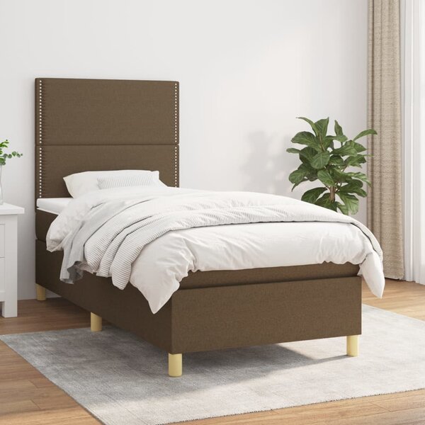 VidaXL Κρεβάτι Boxspring με Στρώμα Σκούρο Καφέ 80x200 εκ. Υφασμάτινο