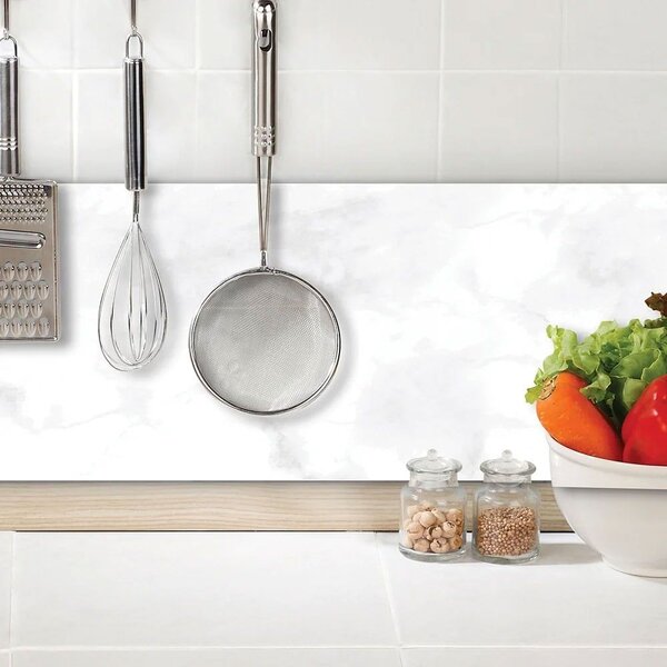 Μπορντούρα - Κάλυμμα Προστασίας Τοίχου White Marble MB 86117 (Σετ 2τμχ) 48x24cm White Ango