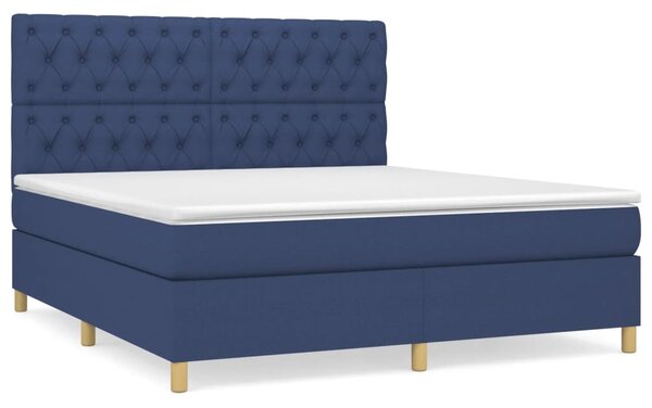 VidaXL Κρεβάτι Boxspring με Στρώμα Μπλε 160x200 εκ. Υφασμάτινο