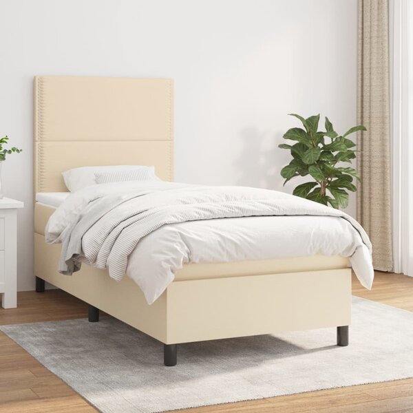 VidaXL Κρεβάτι Boxspring με Στρώμα Κρεμ 80 x 200 εκ. Υφασμάτινο