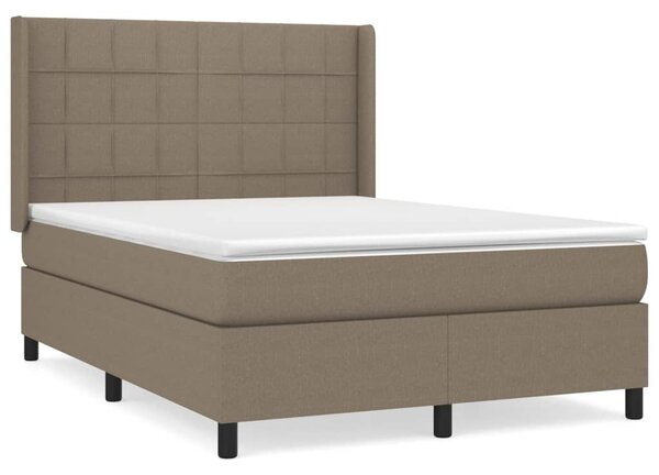 VidaXL Κρεβάτι Boxspring με Στρώμα Taupe 140x190 εκ. Υφασμάτινο