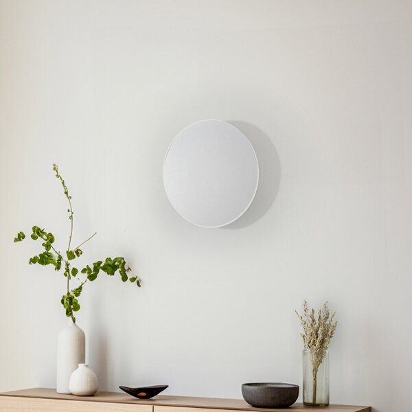 TK Lighting Φωτιστικό τοίχου Lunia New, λευκό, Ø 30 cm, ρυθμιζόμενος, Λευκό, Σαλόνι / τραπεζαρία, Μέταλλο