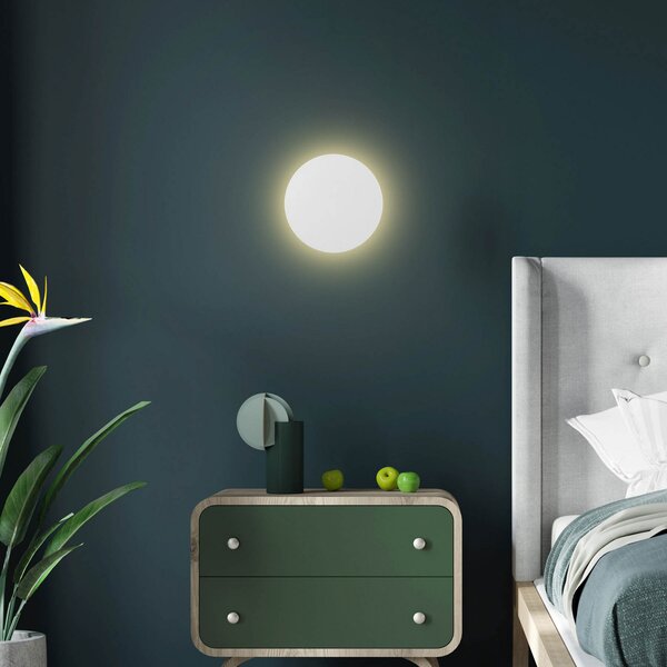 TK Lighting Φωτιστικό τοίχου Lunia New, λευκό, Ø 20 cm, ρυθμιζόμενος, Λευκό, Σαλόνι / τραπεζαρία, Μέταλλο