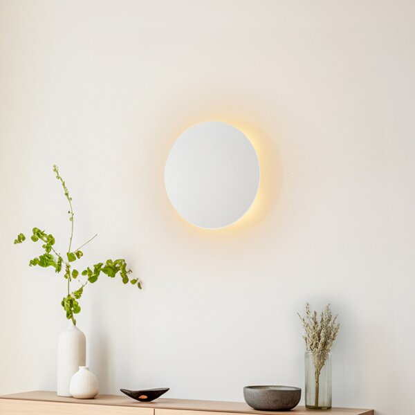 TK Lighting Φωτιστικό τοίχου Lunia New, λευκό, Ø 30 cm, ρυθμιζόμενος, Λευκό, Σαλόνι / τραπεζαρία, Μέταλλο
