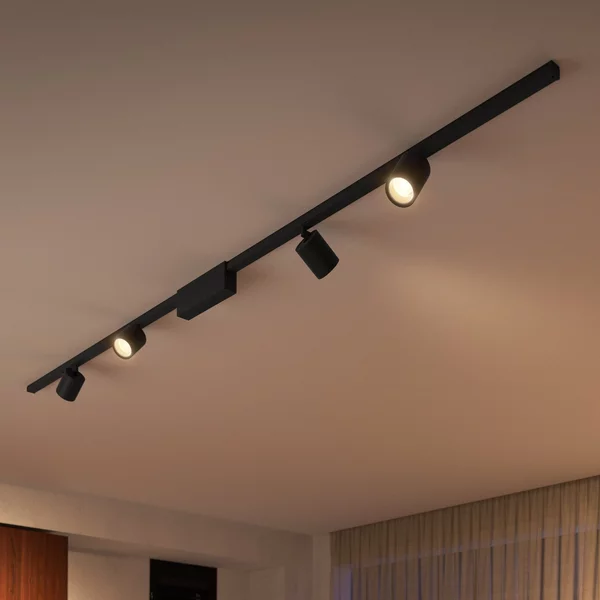 Philips Hue Perifo σύστημα σιδηροτροχιών 4x σποτ μαύρο, ρυθμιζόμενος, Μαύρο, Μελέτη / Γραφείο, Μέταλλο, σύγχρονο