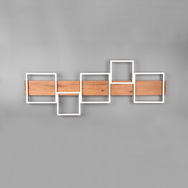 Trio Lighting Φωτιστικό οροφής Harper LED με πέντε τετράγωνα, ρυθμιζόμενος, Ξύλου, Σαλόνι / τραπεζαρία, Μέταλλο