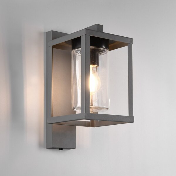 Trio Lighting Εξωτερικός λαμπτήρας τοίχου Lunga με αισθητήρα λυκόφωτος, Μαύρο, Μέταλλο, σύγχρονο
