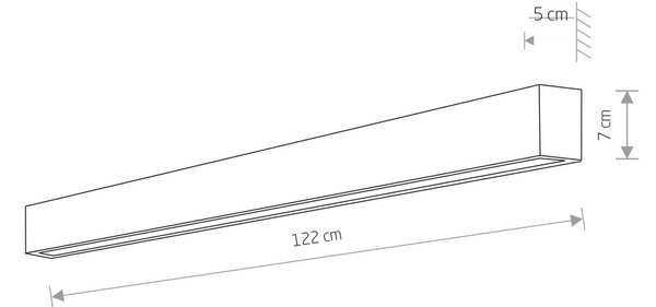 Nowodvorski Lighting Απλίδα Straight L, 122 cm, λευκό, Λευκό, Σαλόνι / τραπεζαρία, Μέταλλο, σύγχρονο, Γωνιακός τοίχος