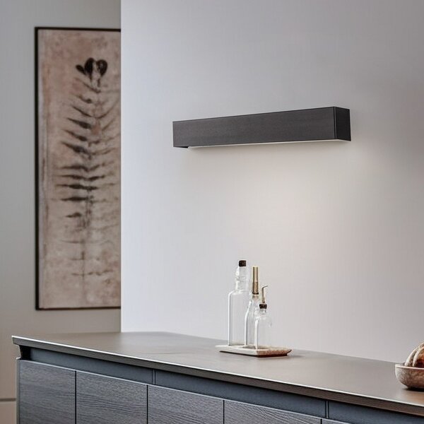 Nowodvorski Lighting Φωτιστικό τοίχου Straight S, 62 cm, μαύρο, Μαύρο, Σαλόνι / τραπεζαρία, Μέταλλο, σύγχρονο, Γωνιακός τοίχος