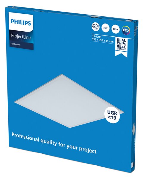 Philips ProjectLine LED πάνελ UGR<19 840 60x60cm, Λευκό, Μελέτη / Γραφείο, Μέταλλο, Γωνιακά φωτιστικά