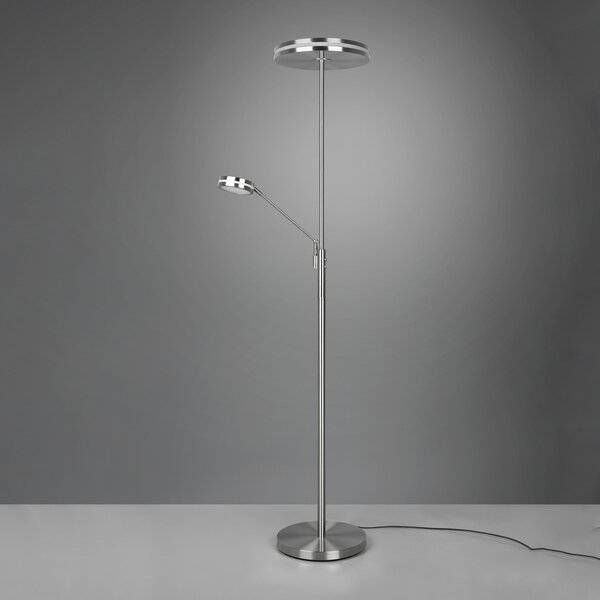 Trio Lighting LED φωτιστικό οροφής Franklin, λάμπα ανάγνωσης, ματ νικέλιο, ρυθμιζόμενος, Γκρι, Σαλόνι / τραπεζαρία, Μέταλλο, σύγχρονο, Φως ανάγνωσης