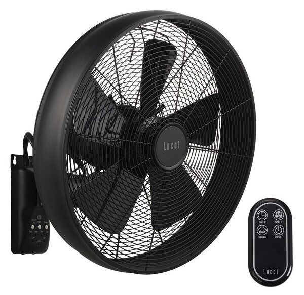 Lucci air 213124 - Ανεμιστήρας τοίχου BREEZE 55W/230V μαύρο + RC