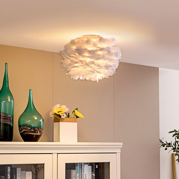 Lindby Φωτιστικό οροφής Heven, Ø 35 cm, λευκό, πλαστικό, E27, ρυθμιζόμενος, Λευκό, Σαλόνι / τραπεζαρία, Πλαστικό, σχεδιασμός