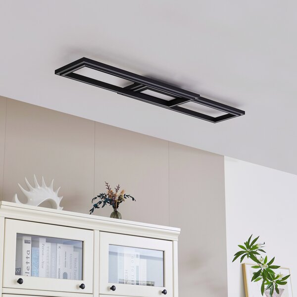 Lucande Smart LED φωτιστικό οροφής Tjado 115 cm μαύρο RGB CCT, ρυθμιζόμενος, Μαύρο, Σαλόνι / τραπεζαρία, Μέταλλο, σύγχρονο