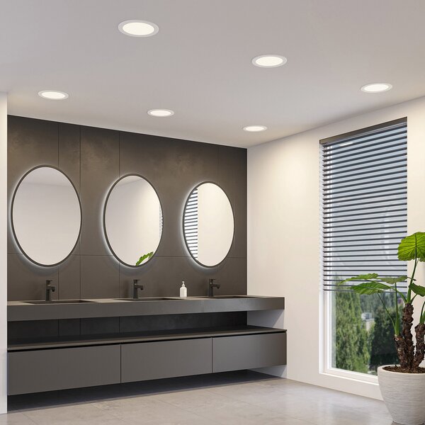 PRIOS Φωτιστικό εσοχής Prios LED Cadance, λευκό, 22 cm, σετ των 10, CCT, ρυθμιζόμενος, Λευκό, Μπάνιο, Αλουμίνιο, σύγχρονο, Φωτιστικά εσοχής στρογγυλά