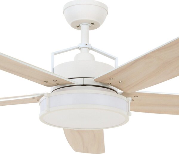 Beacon Lighting Ανεμιστήρας οροφής με φως Louisville, λευκός, αθόρυβος, ρυθμιζόμενος, Ξύλου, Σαλόνι / τραπεζαρία, Ξύλο