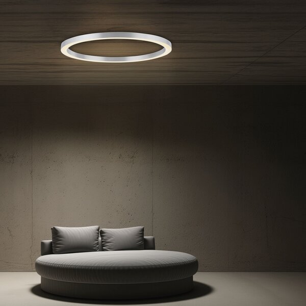 PURE LED φωτιστικό οροφής Lines, Ø 70 cm, ασημί, CCT, ρυθμιζόμενος, Γκρι, Σαλόνι / τραπεζαρία, Μέταλλο, σύγχρονο