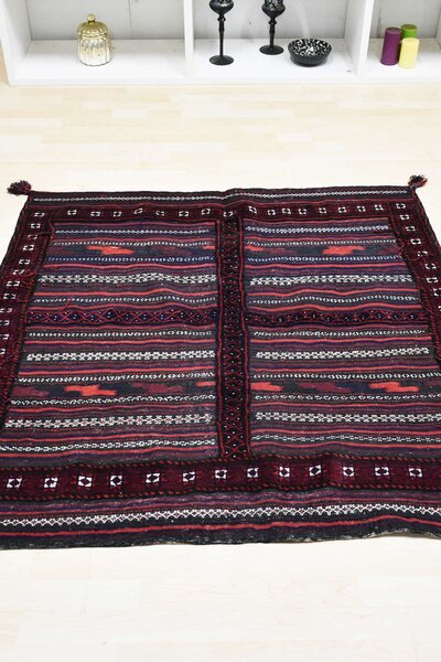 Χειροποίητο Χαλί Persian Kilim Wool Blue-Black-Red 135Χ133