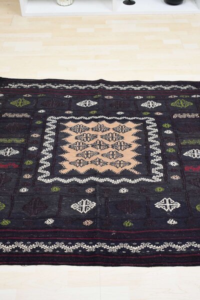 Χειροποίητο Χαλί Persian Kilim Wool Blue-Beige 130Χ132