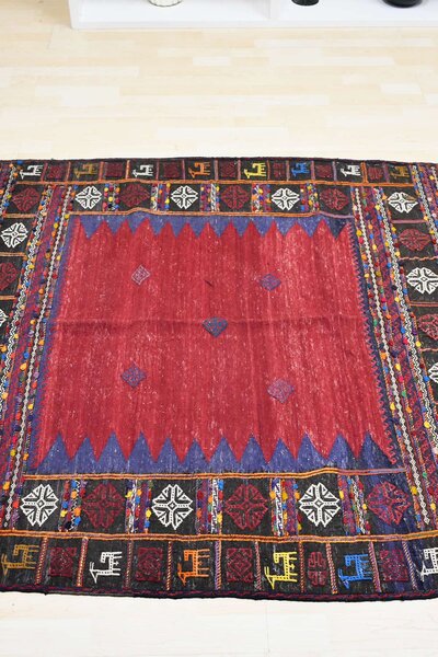 Χειροποίητο Χαλί Persian Kilim Wool Red-Blue-Black 137Χ135