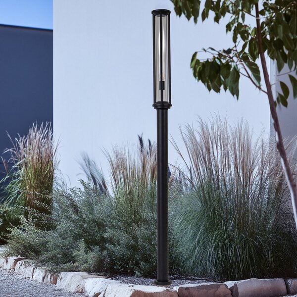 Lucande Εξωτερικός φωτισμός Alivaro, μαύρος, 220 cm, E27, IP65, ρυθμιζόμενος, Μαύρο, Αλουμίνιο, σύγχρονο
