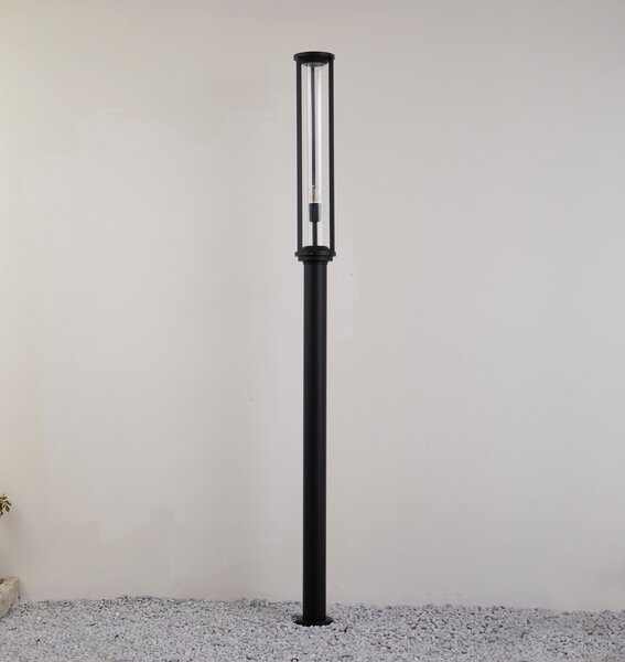 Lucande Εξωτερικός φωτισμός Alivaro, μαύρος, 220 cm, E27, IP65, ρυθμιζόμενος, Μαύρο, Αλουμίνιο, σύγχρονο