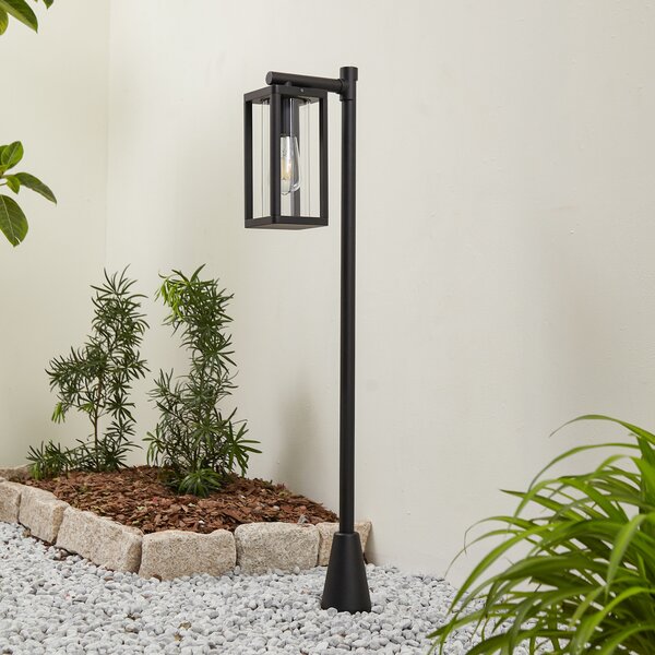 Lucande Siveta φως διαδρομής, 100 cm ύψος, μαύρο, E27, IP65, ρυθμιζόμενος, Μαύρο, Αλουμίνιο, σύγχρονο